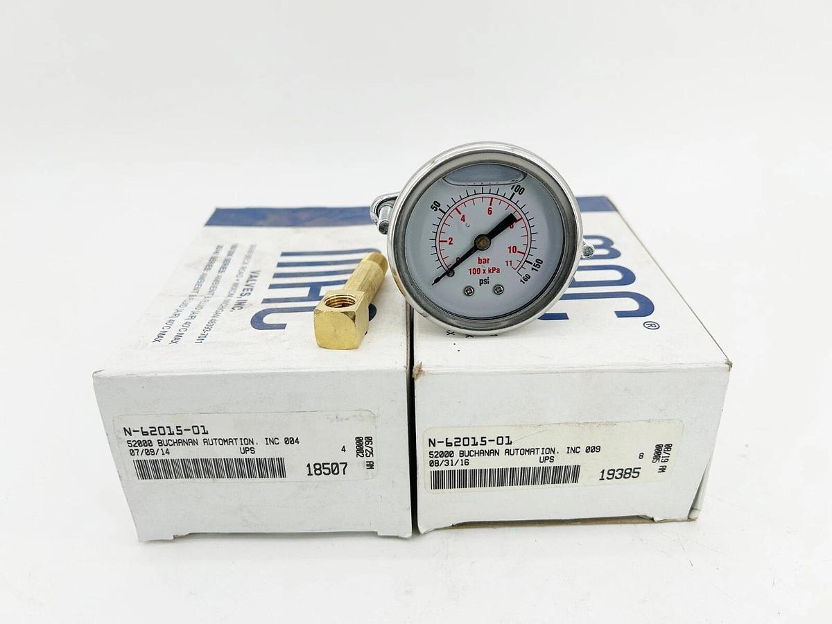 New Lot of 2 MAC Valves N-62015-01 Pneumatic Pressure Gauge 160PSI 10MM NPT