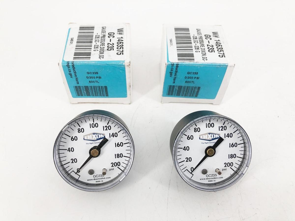 Lot of 2 New Dixon GC235 Dry Gauge 0-200psi 2" Face 1/4" Back Mount