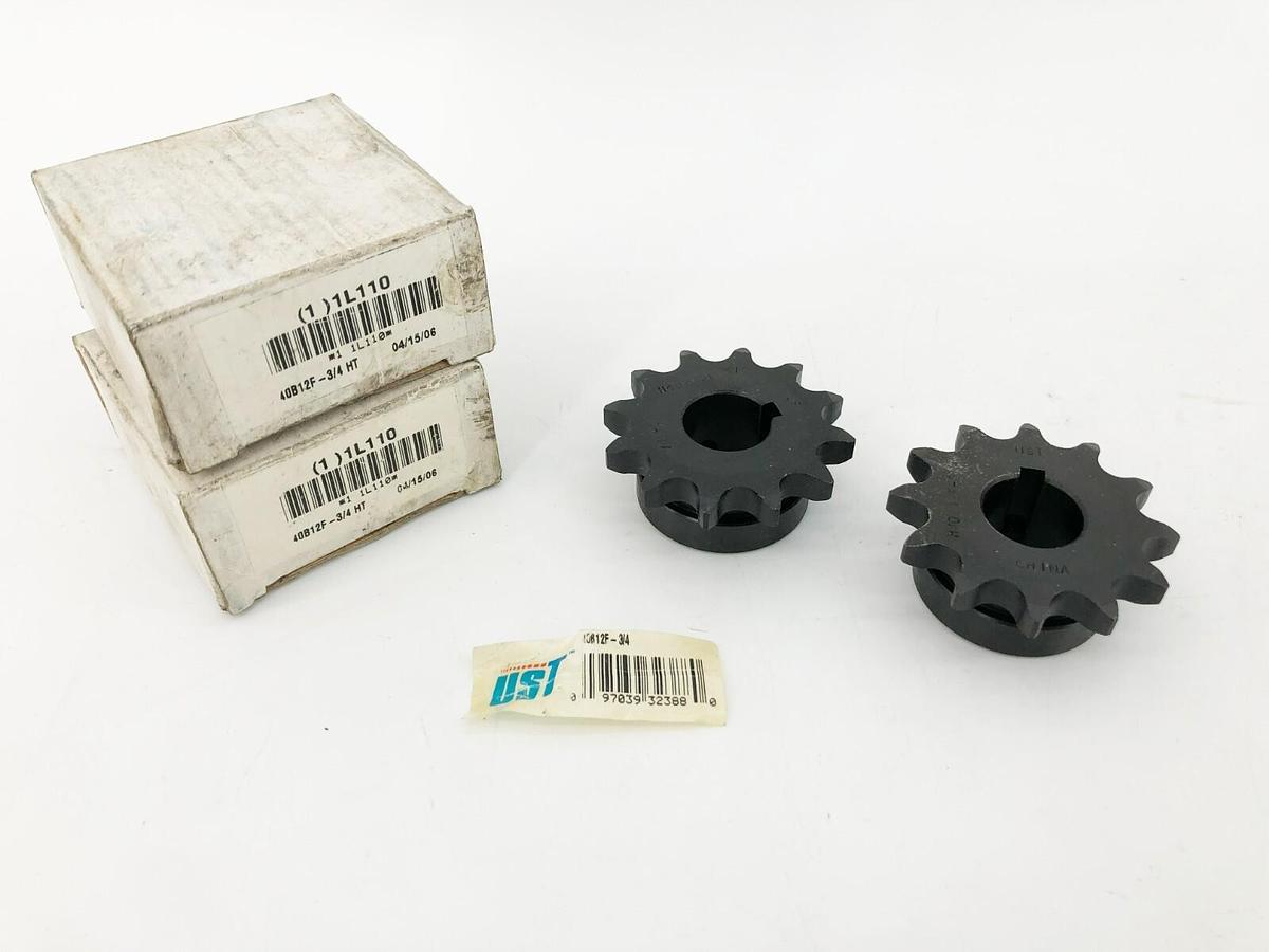 Lot of 2 New US Tsubaki 40B12F-3/4 Sprockets 12 Teeth 3/4" Bore 1L110