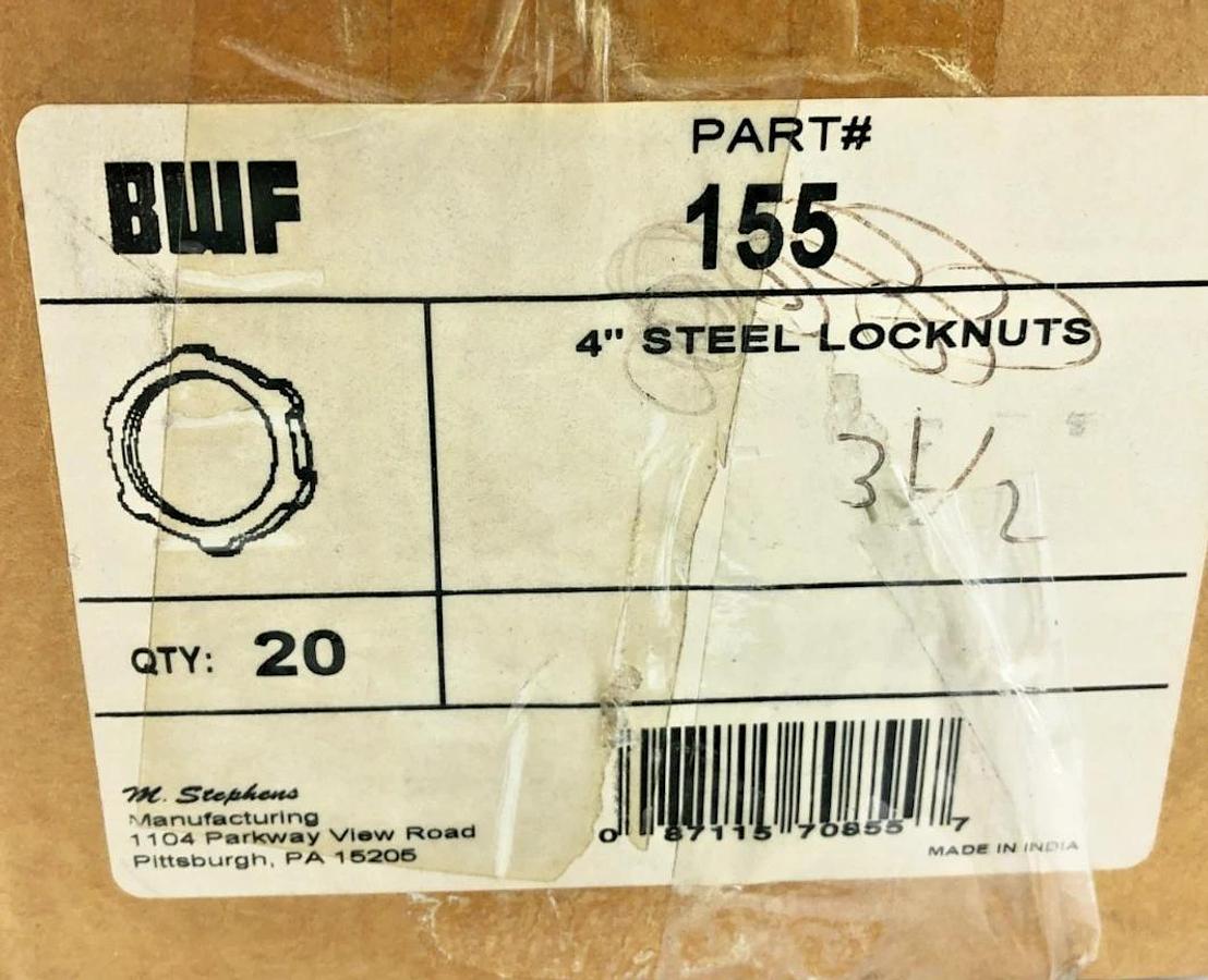 Box of 24 New BWF 155 Steel Locknuts 4"