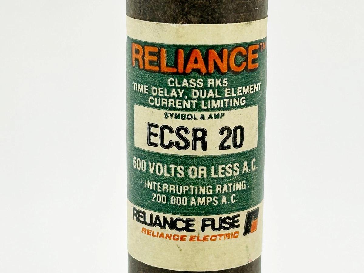 New Lot of 2 Reliance ECSR20 Time Delay Dual Element Fuse 20A 600V Class RK5