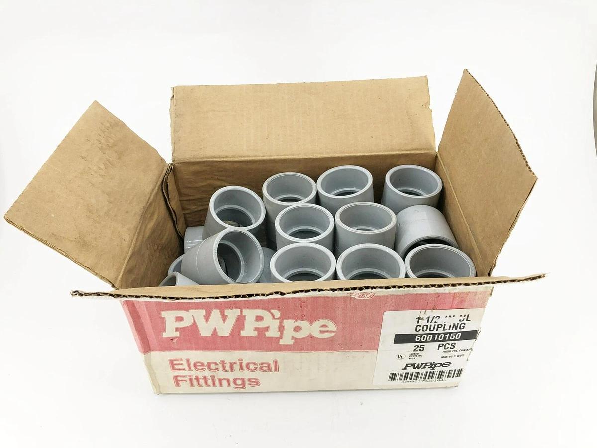 Box of 25 New PW Pipe 60010150 PVC Couplings 1-1/2" Scepter SEC-30-S