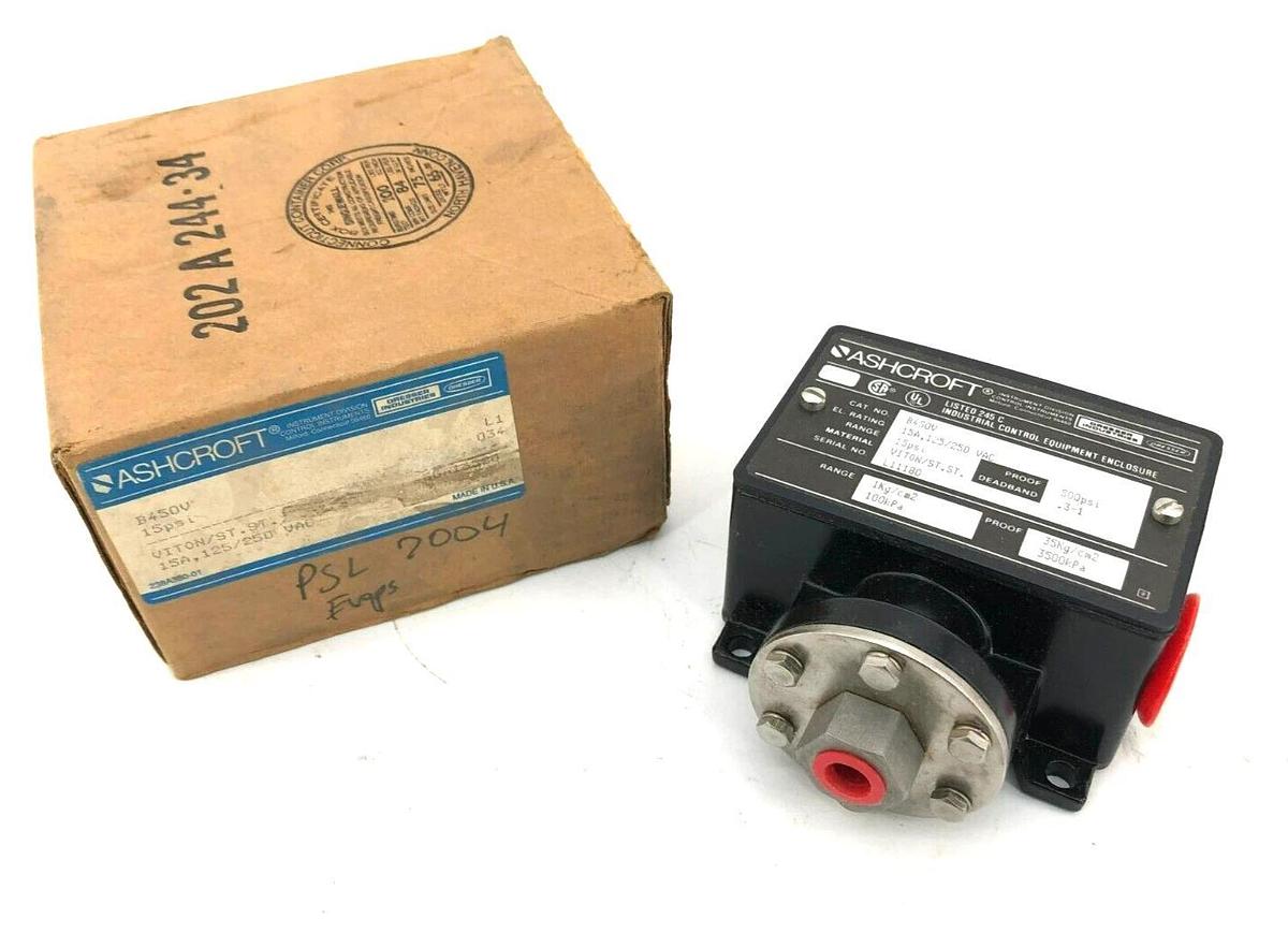 New Ashcroft B450V 15PSI Pressure Switch NEMA 4X