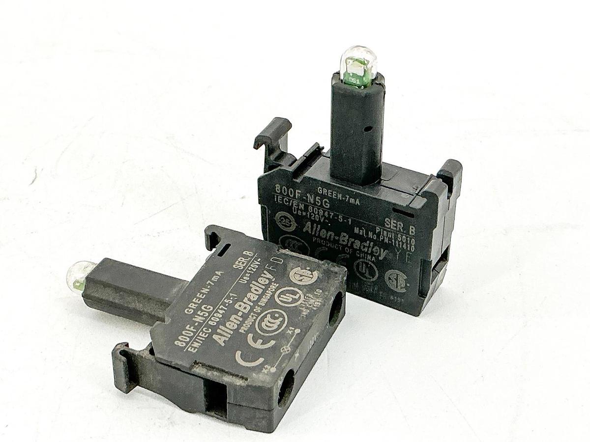 New Lot of 2 Allen Bradley 800F-N5G LED Lamp Module 120V Ser.B - No Box