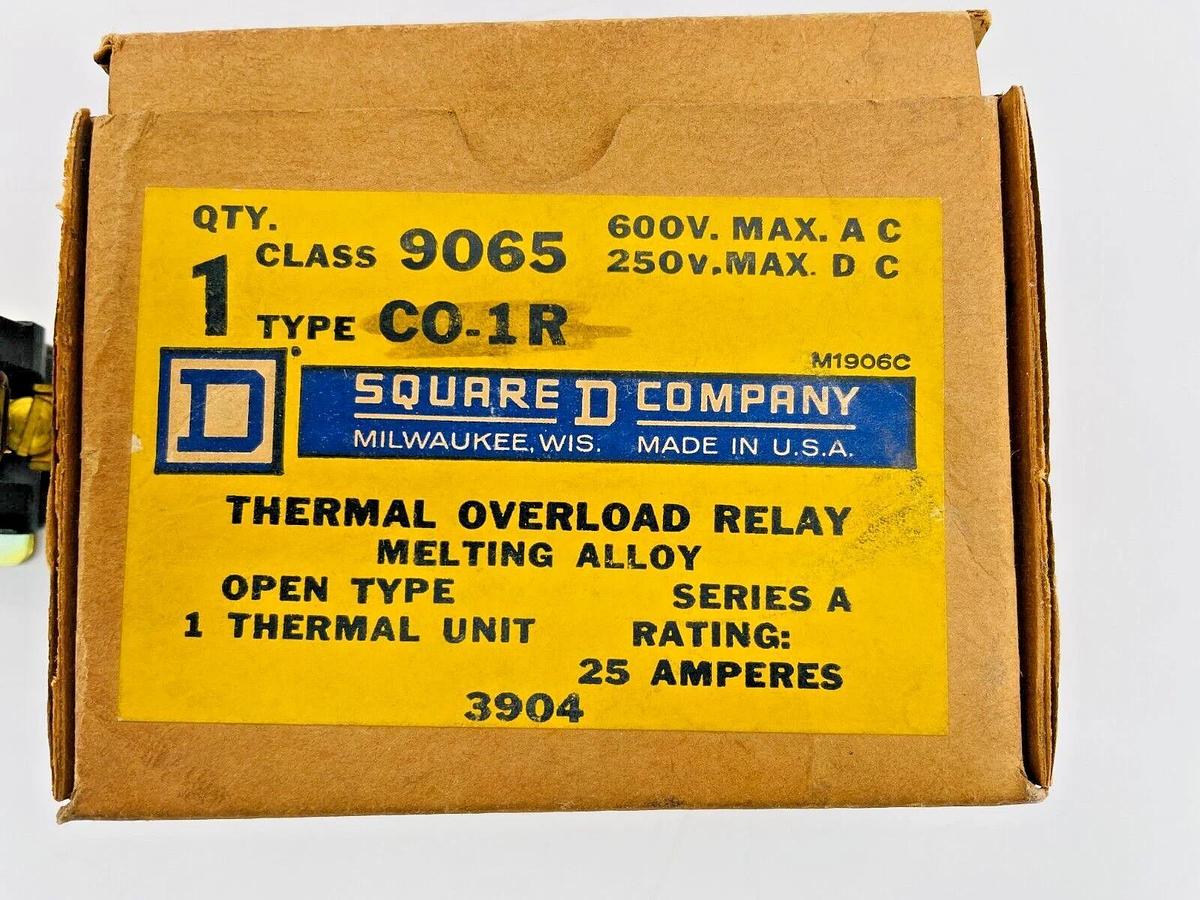 New Square D 9065CO-1R Overload Relay 600V 25A 9065CO1R