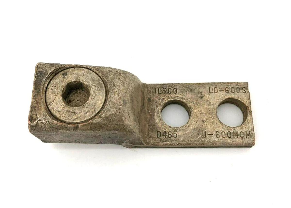 Used Ilsco LO-600S Copper Mechanical Cable Lug, 1-600MCM, 2-Hole, 1/2"