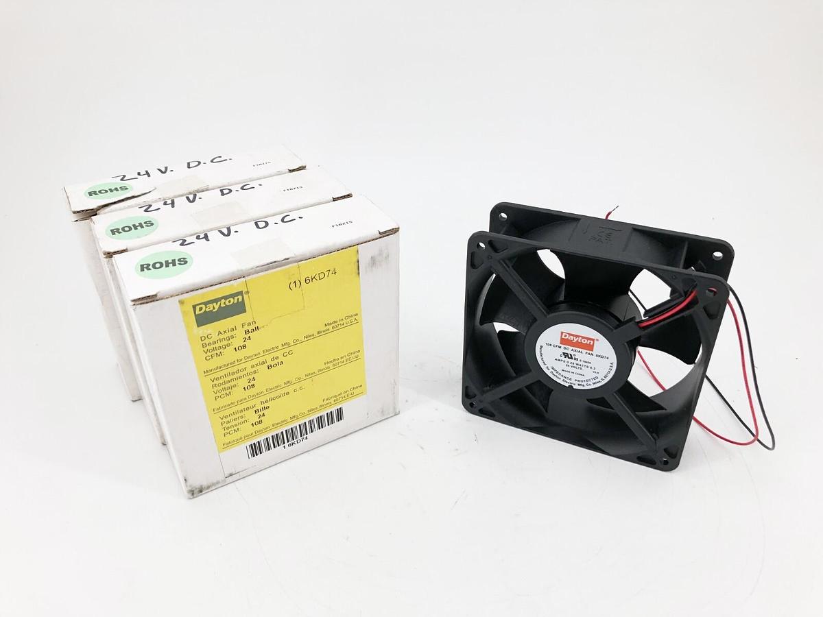 Lot of 3 New Dayton 6KD74 DC Axial Fan 24V 108 CFM
