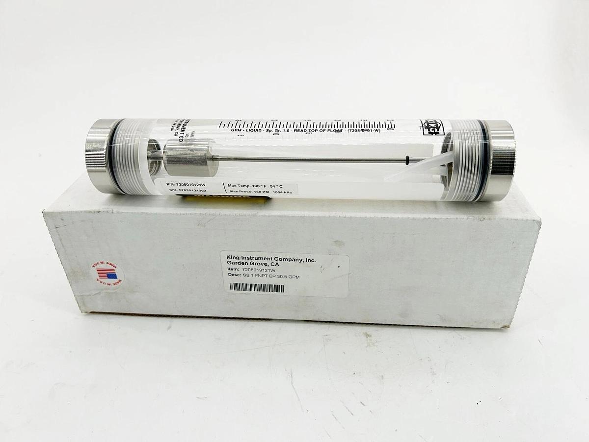 New King Instrument Company 7205019121W Flowmeter 150PSIG 30.5GPM 1" 10:1 Ratio