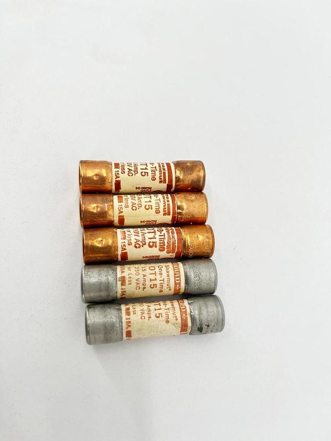 Lot of 5 New Shawmut OT15 Class K5 One-Time Fuses 15A 250V