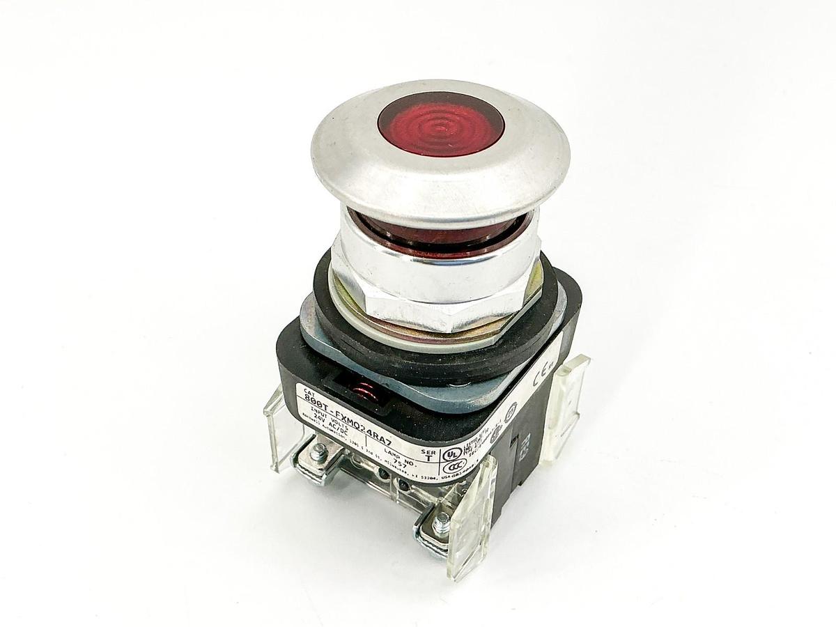 New Allen Bradley 800T-FXMQ24RA7 Push Button 24V Red Illuminated Ser.T -No Box