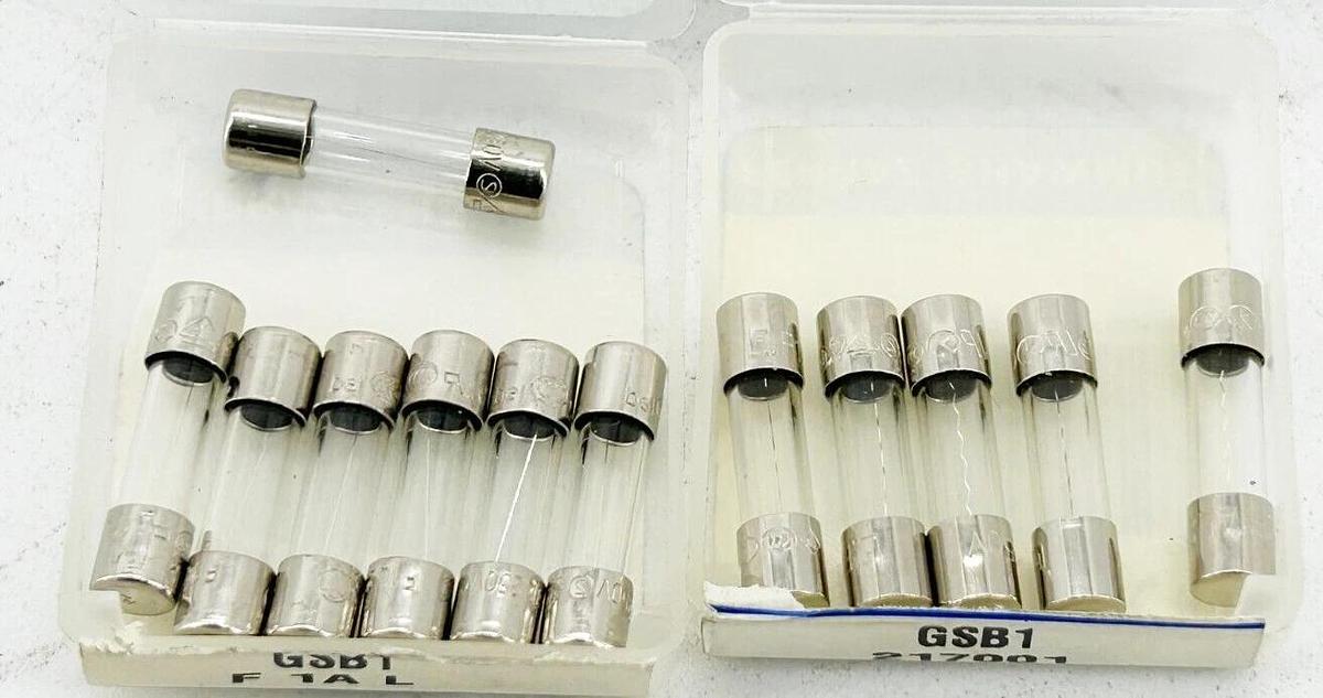 New Lot of 12 Ferraz Shawmut GSB1 Fast Acting Glass Fuse 1A 250V