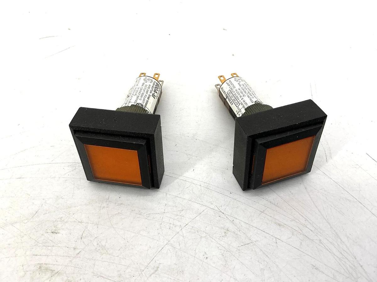 Lot of 2 New Allen Bradley 800A-M2DA Ser B Momentary Pushbutton Amber 6-Pin