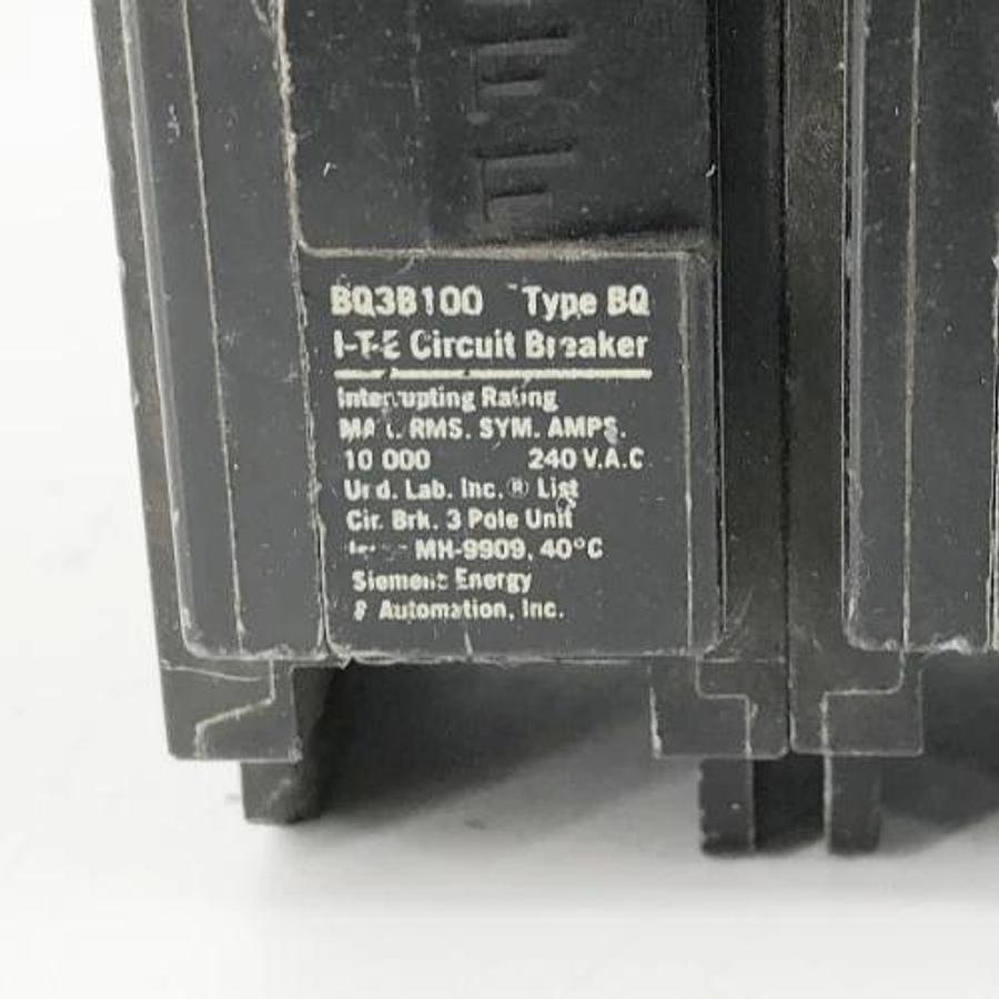 Used ITE BQ3B100 Circuit Breaker 100A 3P 240VAC