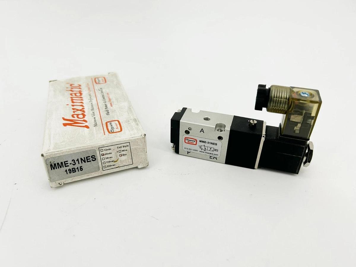 New Clippard Maximatic MME-31NES 19B15 3-Way Pneumatic Solenoid Valve, 24VDC
