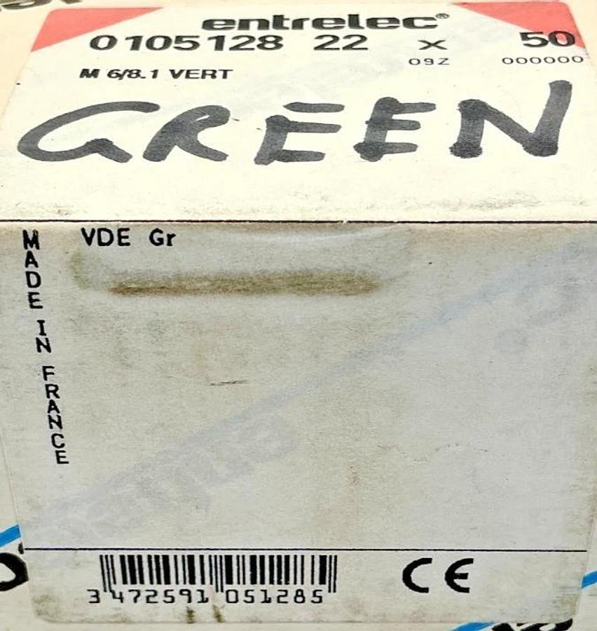 Box of 47 ABB Entrelec 010512822 Terminal Block Green M6/8.1 10512822