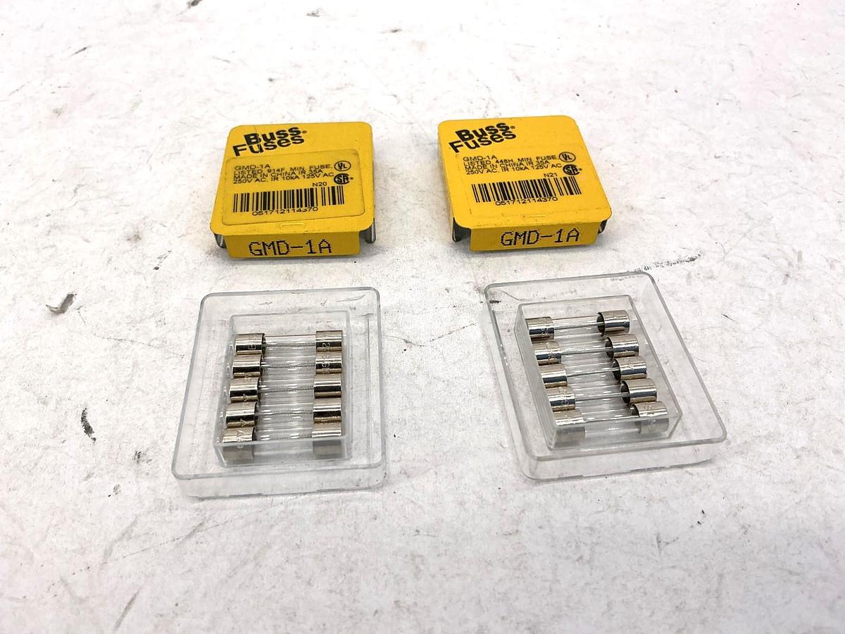 Lot of 10 New Bussmann GMD-1A Glass Mini Fuses 1A 250V