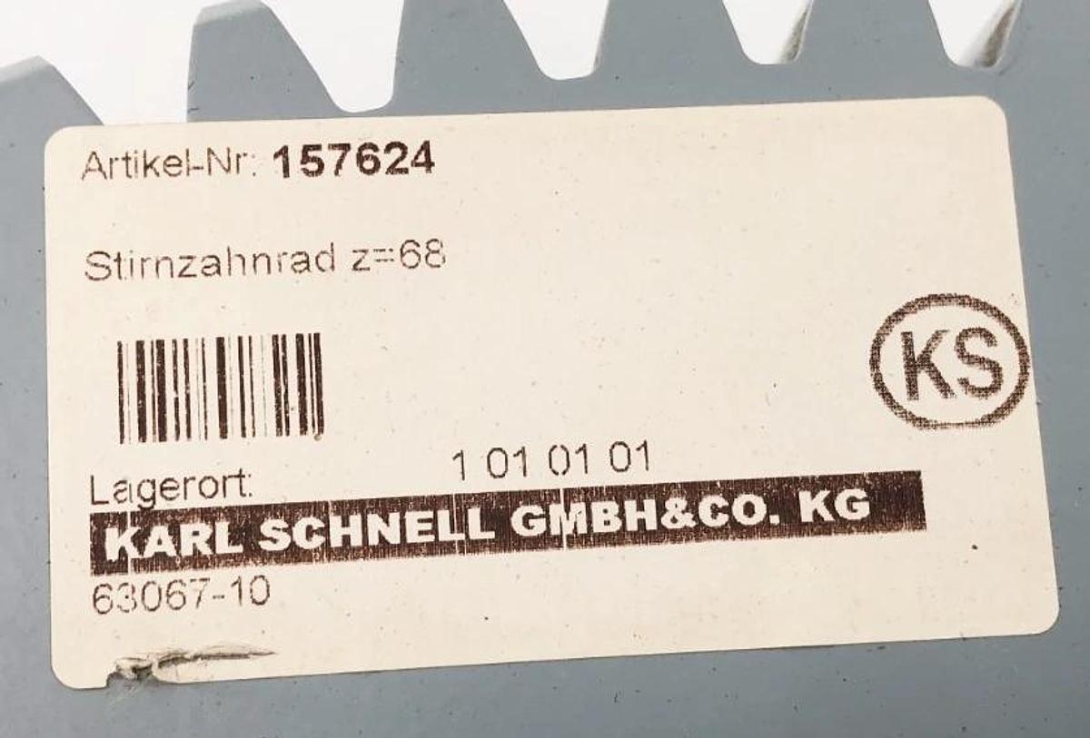 New Karl Schnell 157624 Bevel Gear Wheel 68 Teeth 2-3/4" Bore - No Box