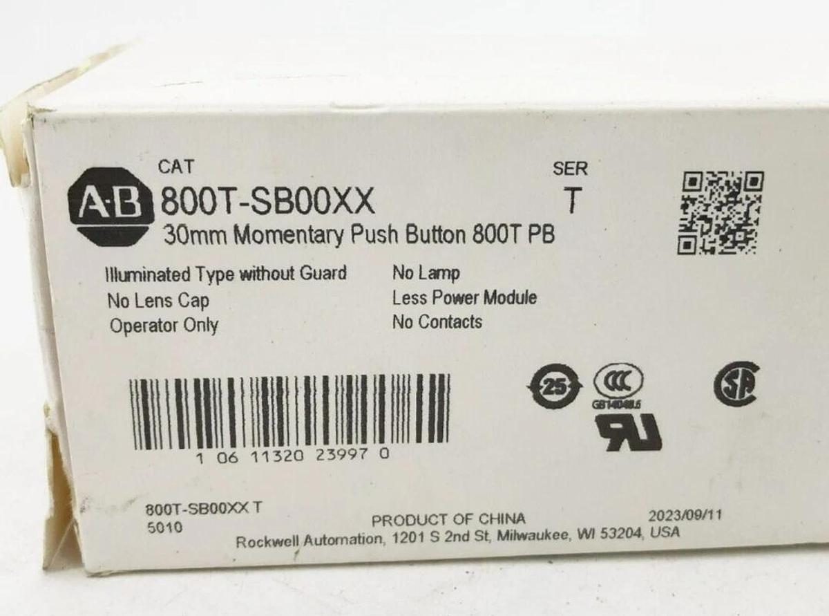 New Allen Bradley 800T-SB00XX Ser. T Illuminated Pushbutton Momentary 30mm