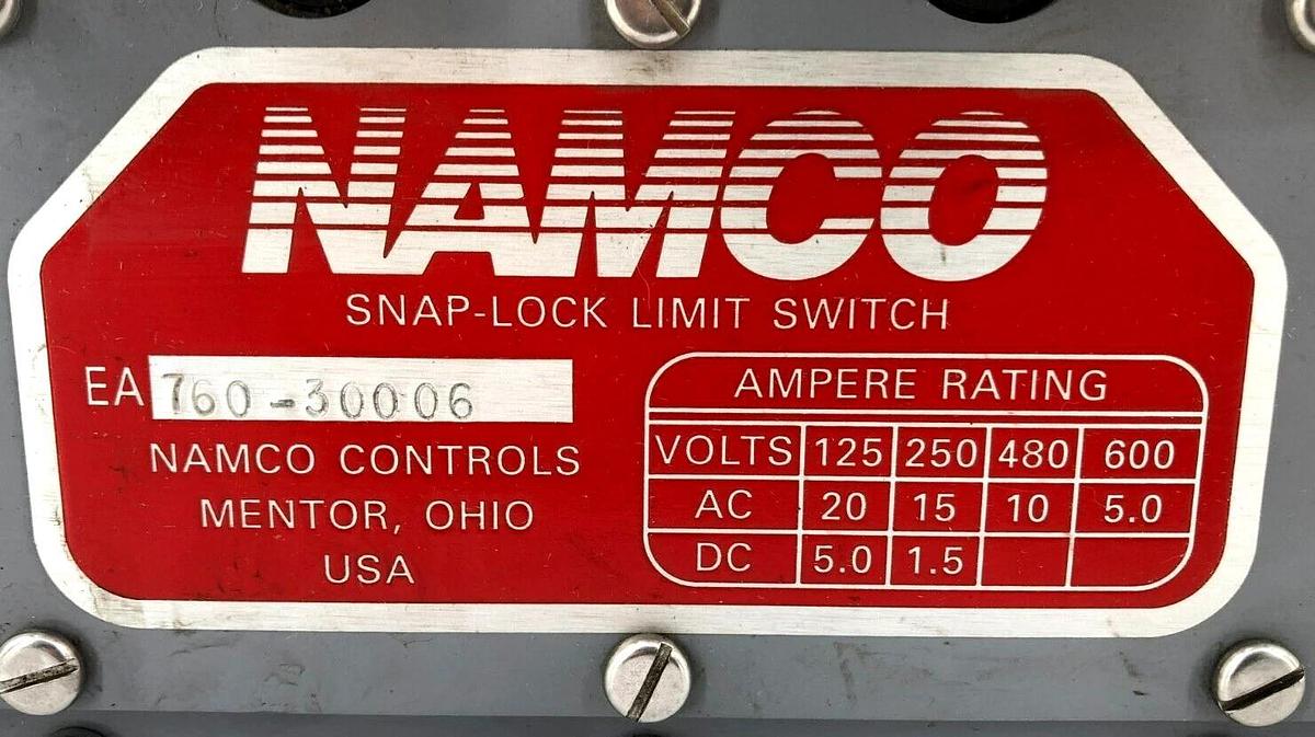 New Namco Controls EA760-30006 Snap-Lock Limit Switch 125/250/480/600VAC