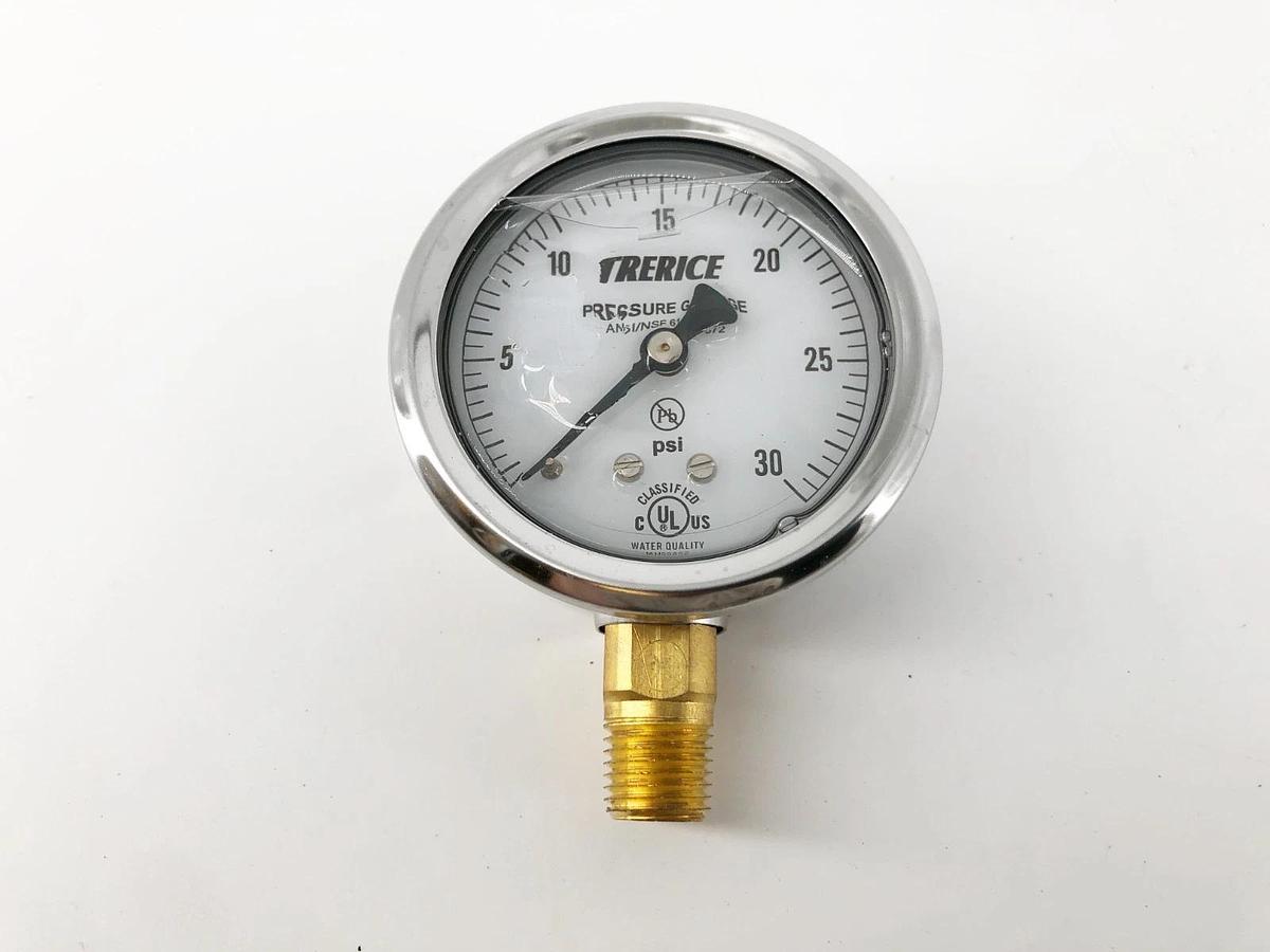 Lot of 2 New Trerice D82LFB2502LA30 Gauges D82LFB 2-1/2" 0-30psi 1/4" LM