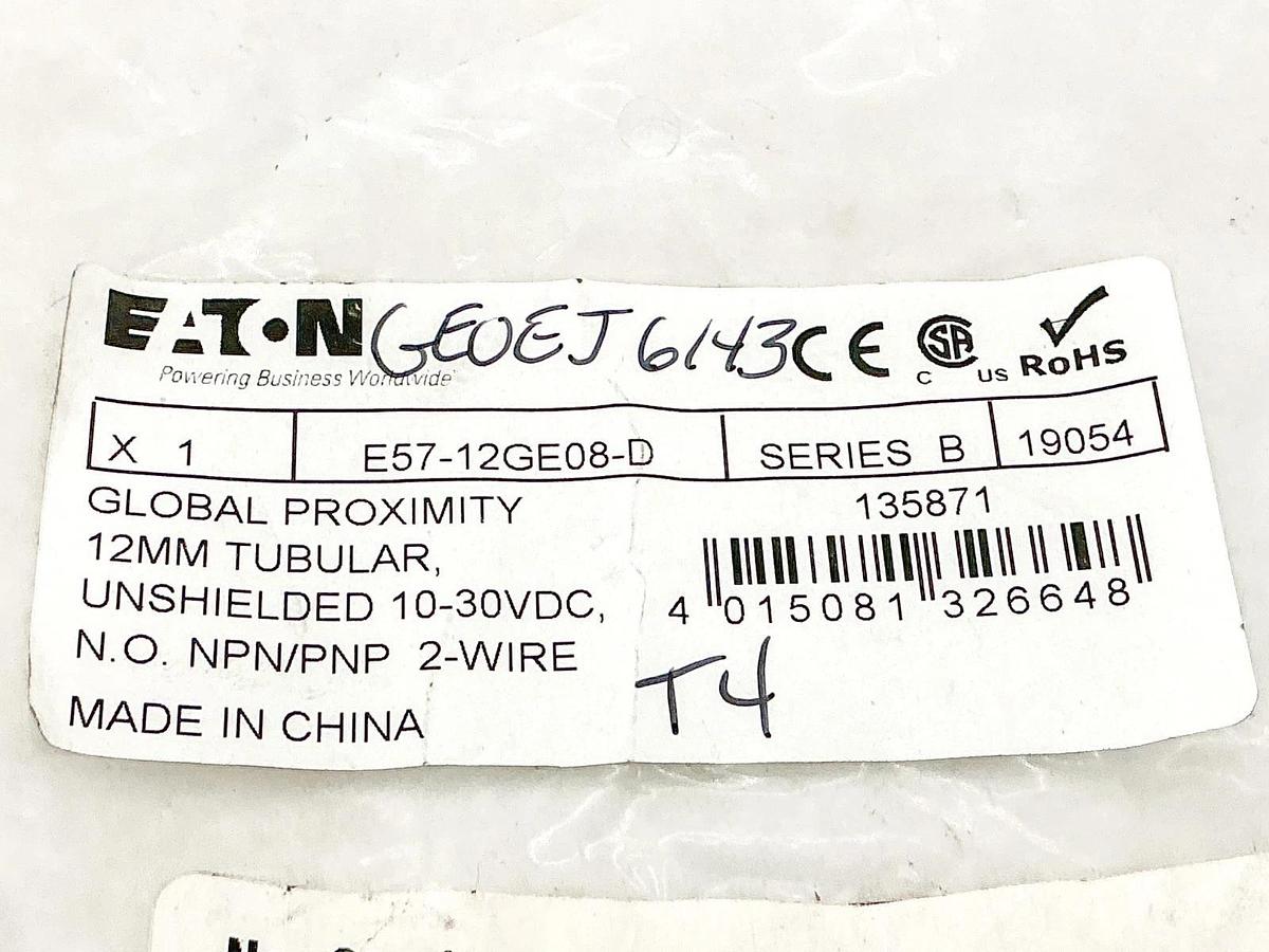 New Eaton E57-12GE08-D Inductive Proximity Sensor 10-30vdc 200Ma 2-Wire