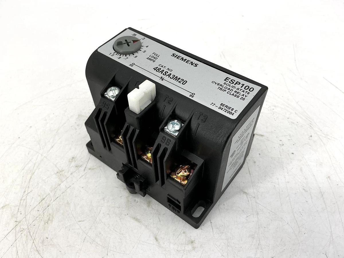 New Siemens 48ASA3M20 Ser C Overload Relay Solid State 3PH 50/60HZ 0.25-1FLA