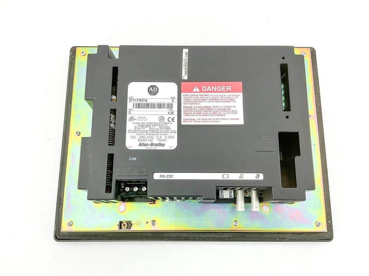Used Allen Bradley 2711-T10C15 PanelView 1000 2450V 0.4A 50/60Hz Ser.C - Parts Only