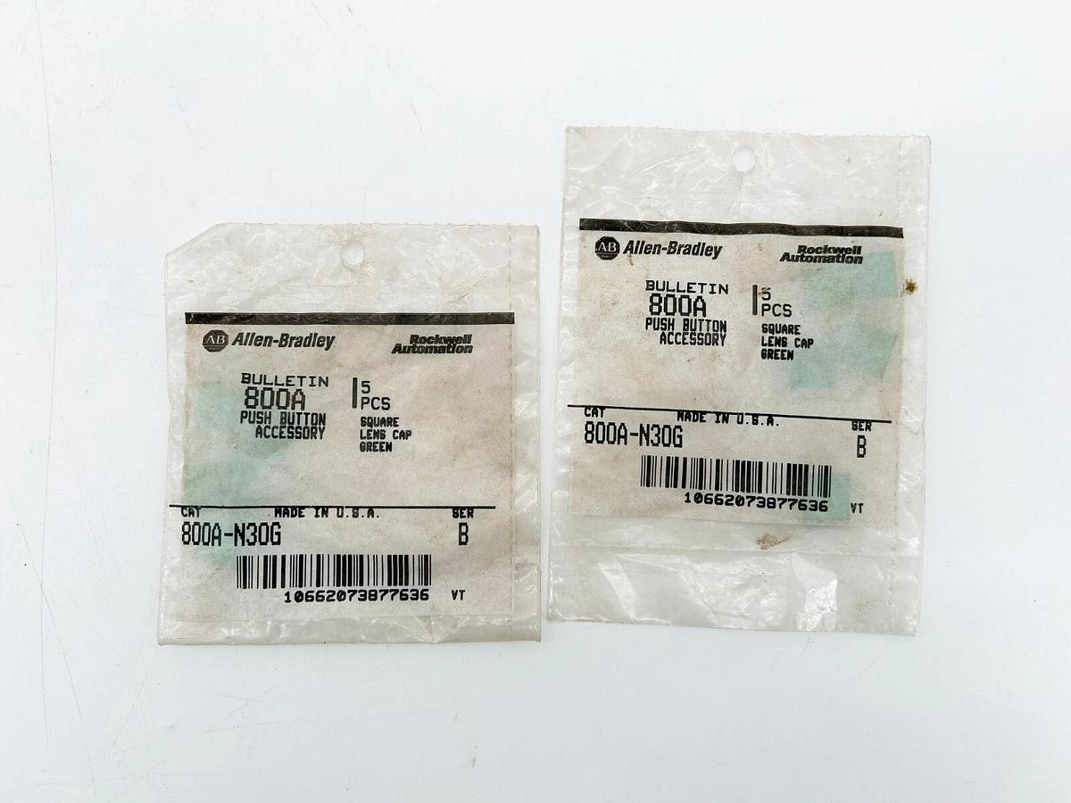 New Lot of 2 Allen Bradley 800A-N30G Pushbutton Cap Replacement Lens Green