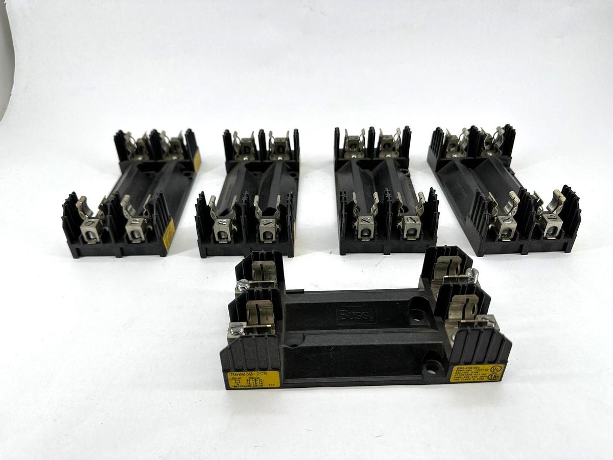 Used Lot of 5 Bussmann R60030-2CR Fuse Holder 2 Pole 600V 30A
