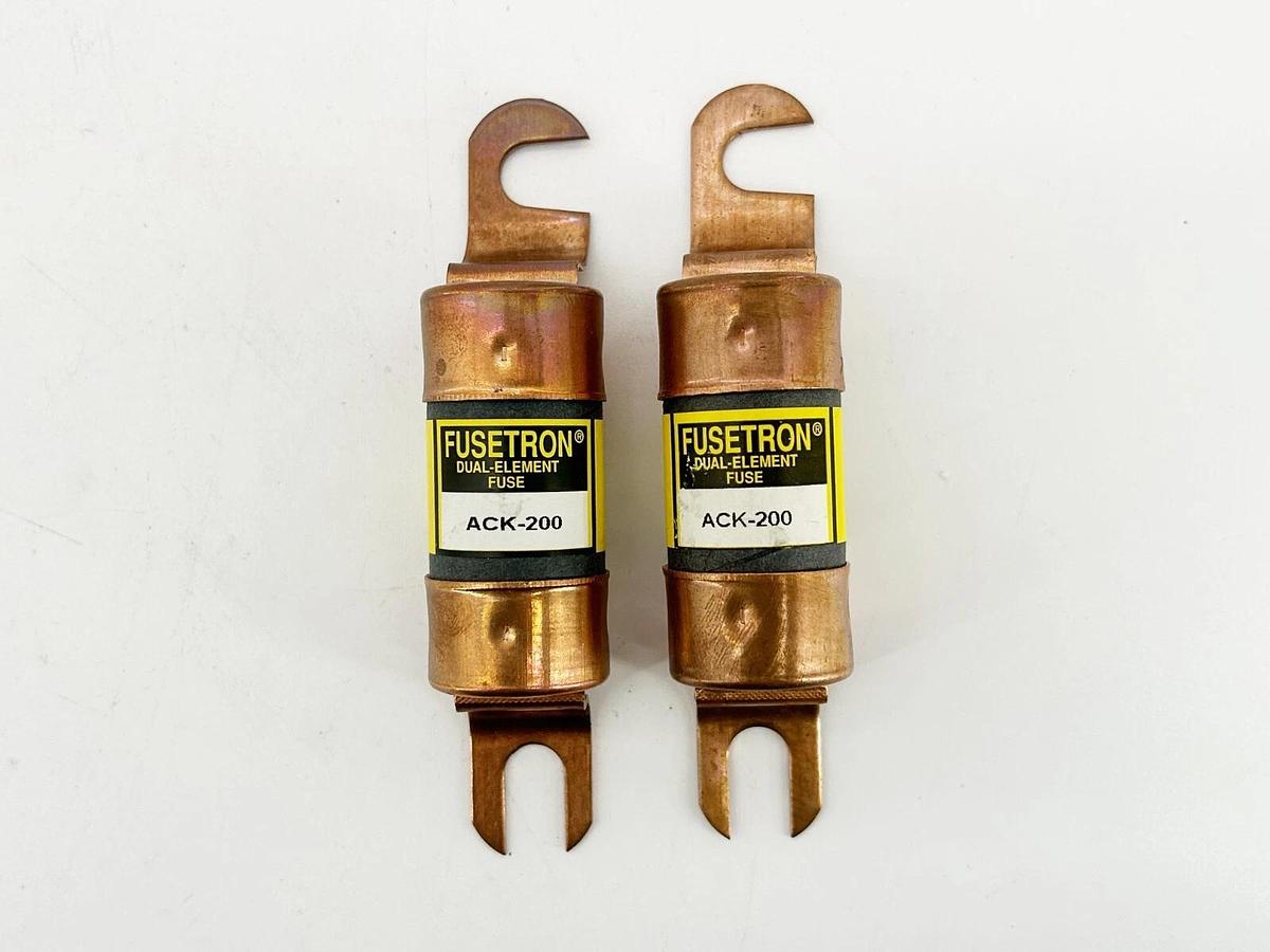 New Lot of 2 Bussmann Fusetron ACK-200 Dual Element Fuse 200A 75VDC