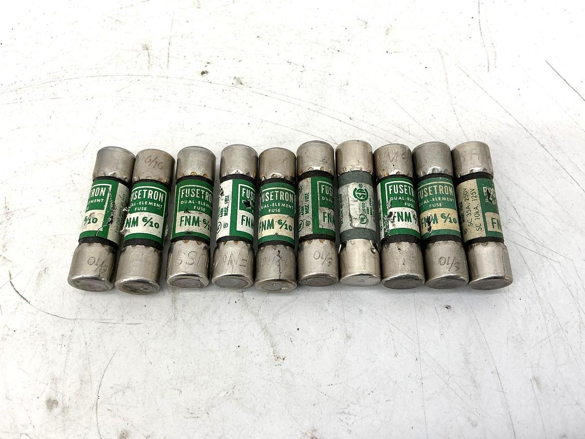 Lot of 10 New Bussmann FNM-6/10 Dual-Element Fuse 6/10A 250V