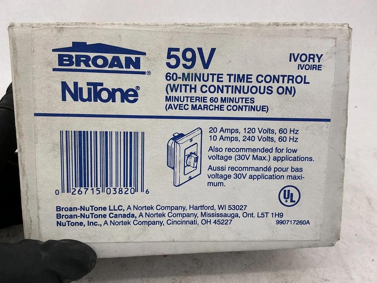 New Broan 5C190A NuTone 60-Minute Time Control 59V Ivory 20A 240V 60HZ