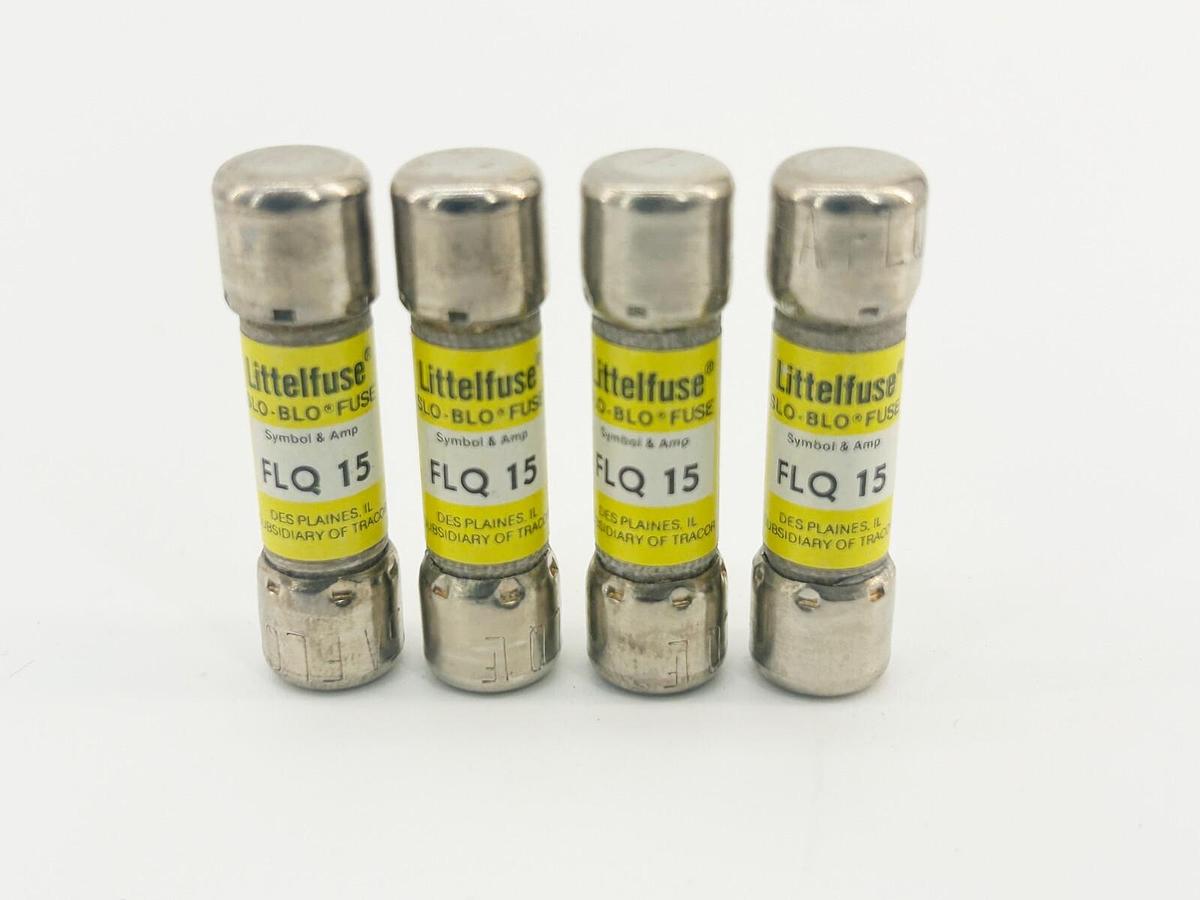 New Lot of 4 Littelfuse FLQ-15 Time Delay Fuse 15A 500V - No Box