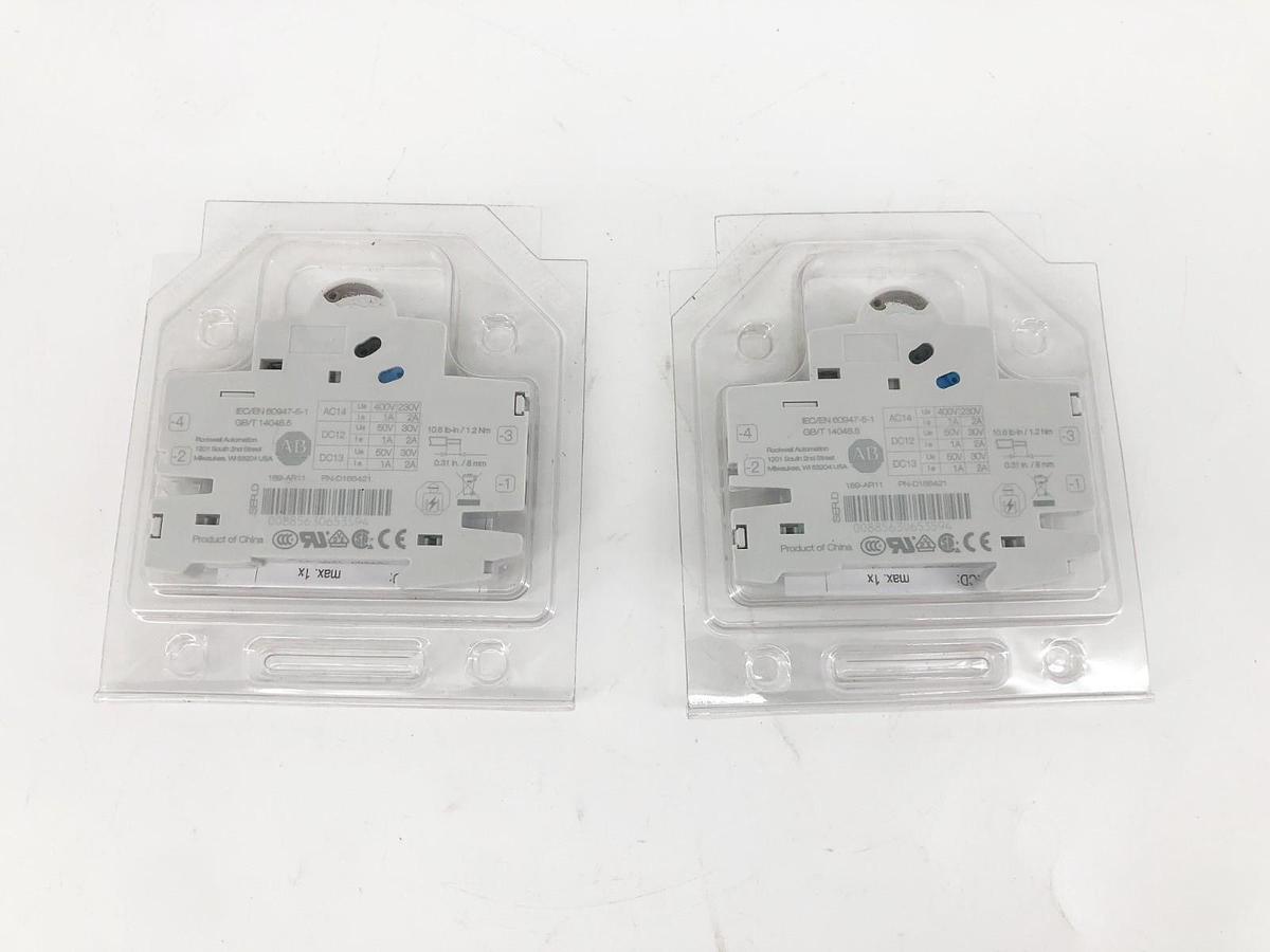 Lot of 2 New Allen Bradley 189-AR11 Ser. D Auxiliary Contacts 1NO/NC D166421
