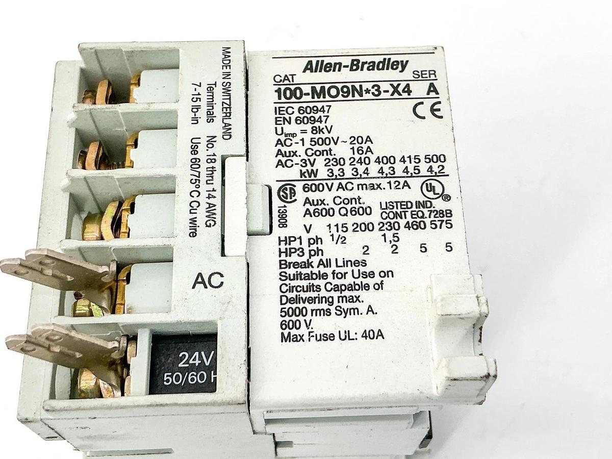 Used Allen Bradley 100-M09NKD3-X4 Contactor 24V 20A Ser.A