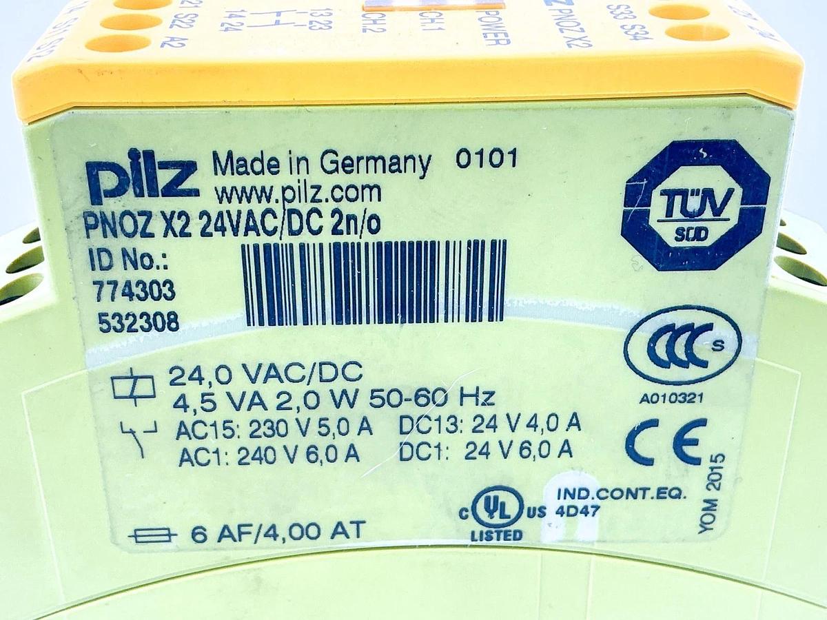 New Pilz PNOZ X2 Safety Relay 24V 4.5VA PNOZ X2 24VAC/DC 2N/O 774303 - No Box