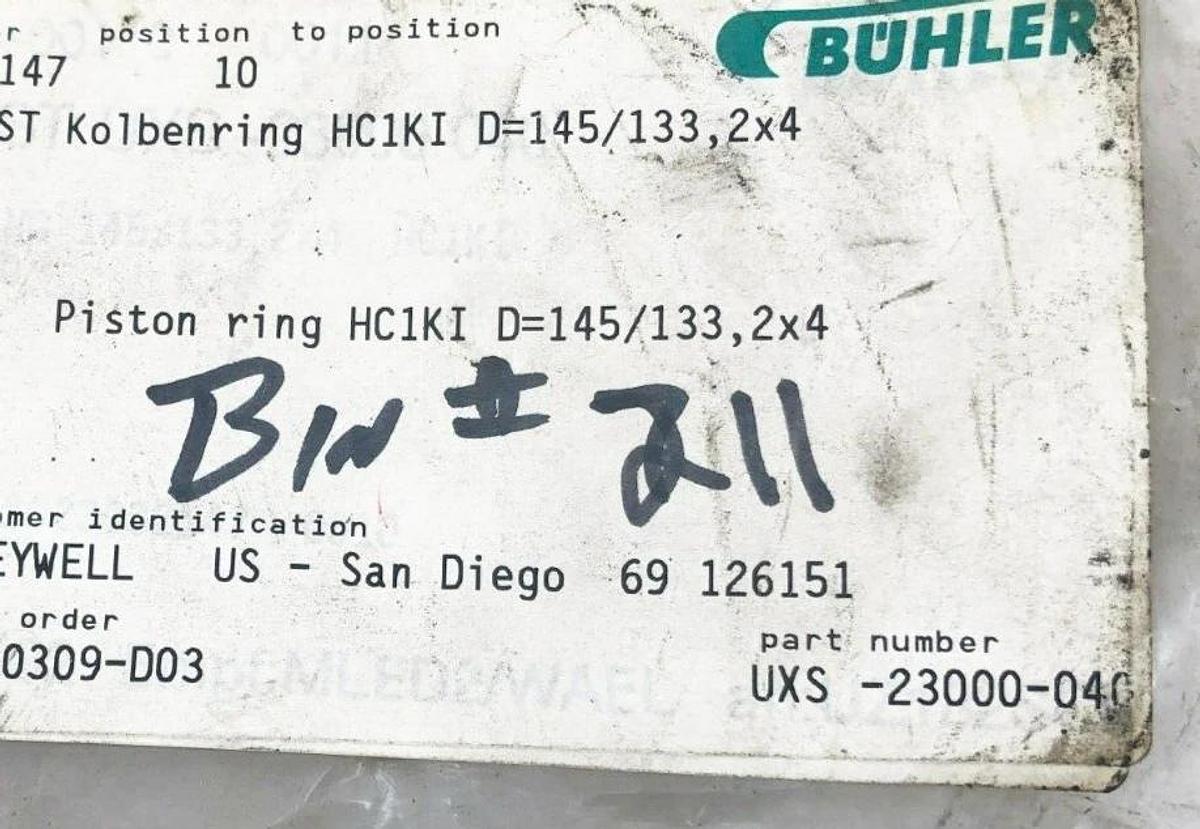 New Buhler UXS-23000-040 Piston Ring 145/133.2X4 HC1KI