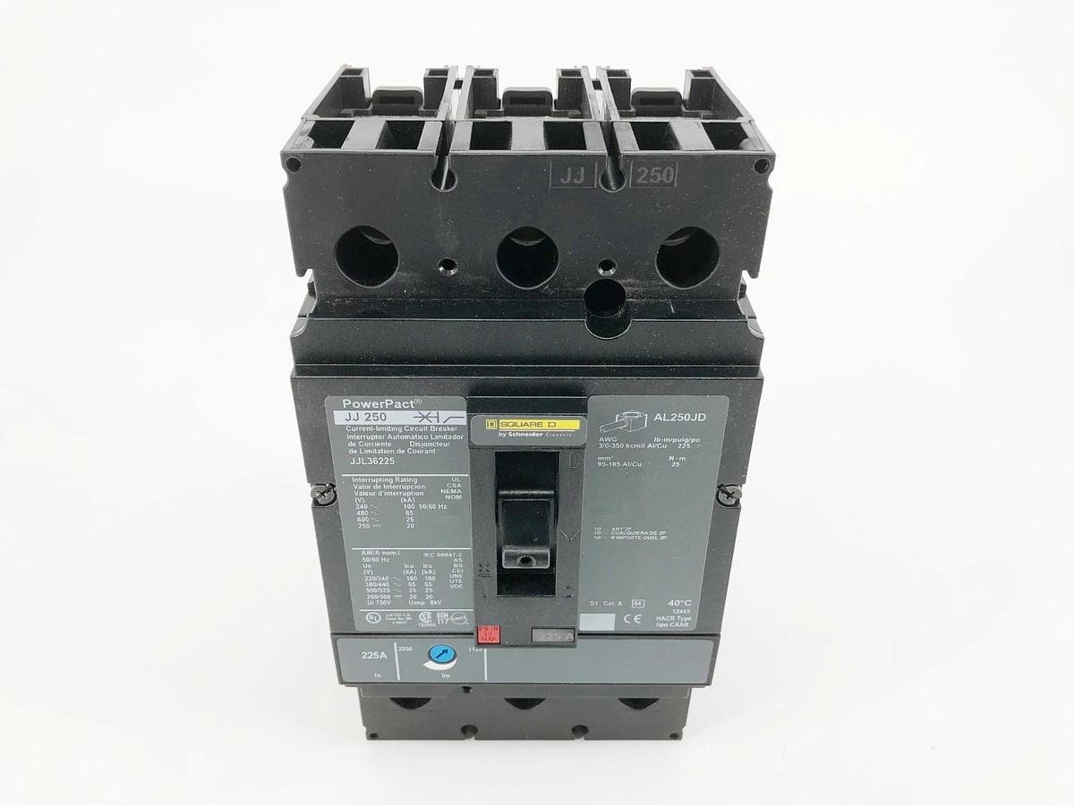 New Square D JJL36225 PowerPact Circuit Breaker 225A 3P 600V