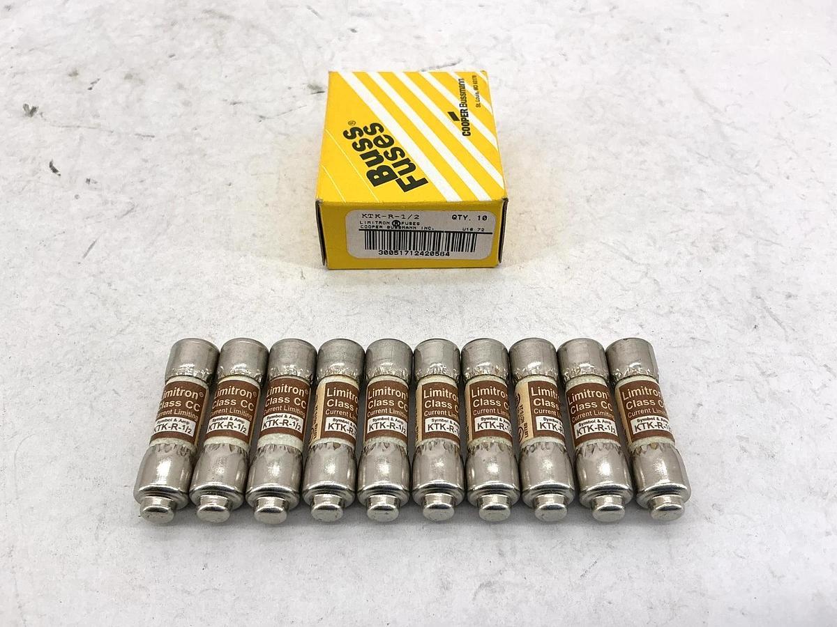 New Bussmann KTK-R-1/2 Limitron Class CC Fuse 1/2A 600V Box of 10