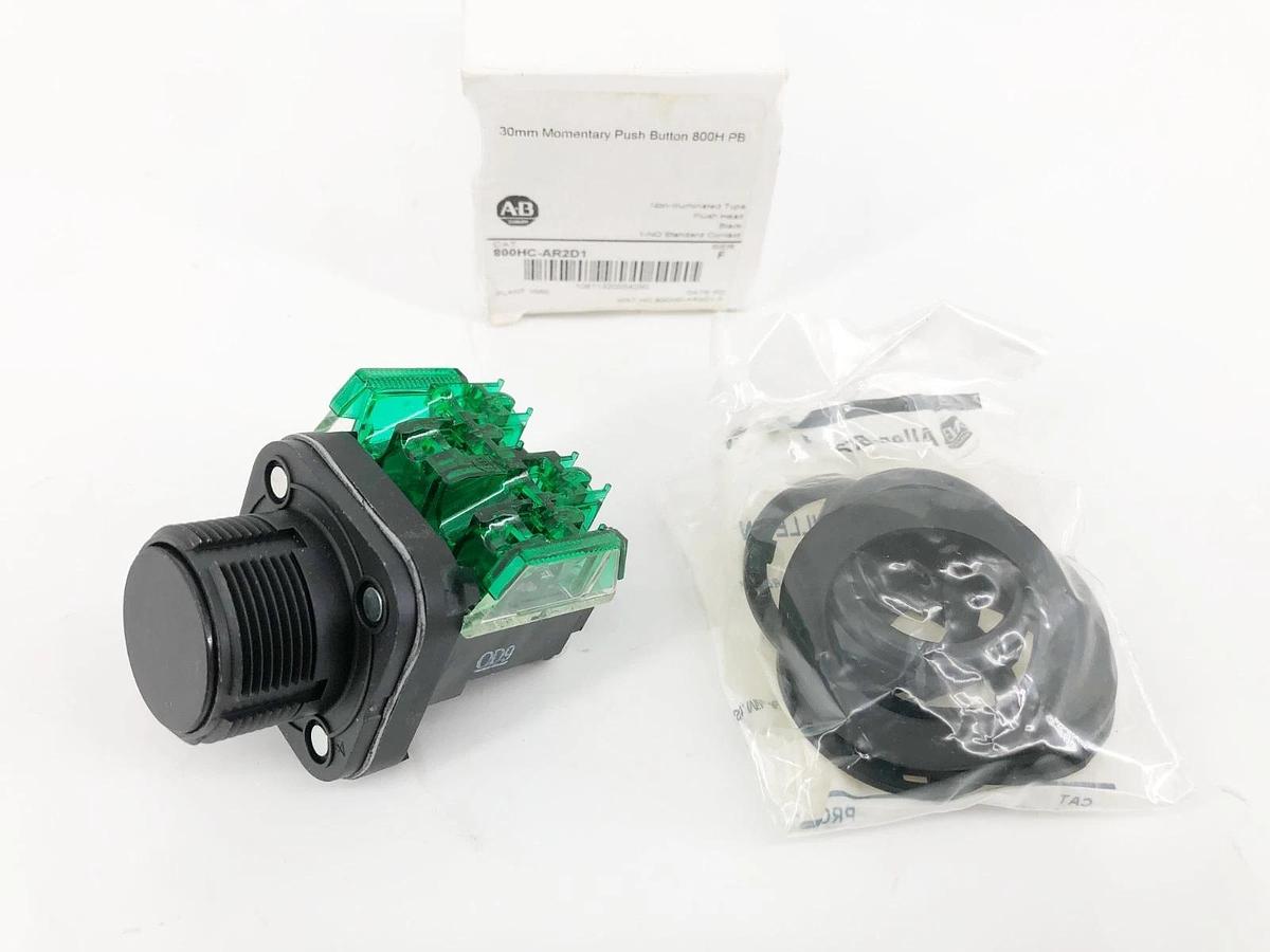 New Allen Bradley 800HC-AR2D1 Ser. F Black Momentary Pushbutton 30.5mm 800TC-XD1