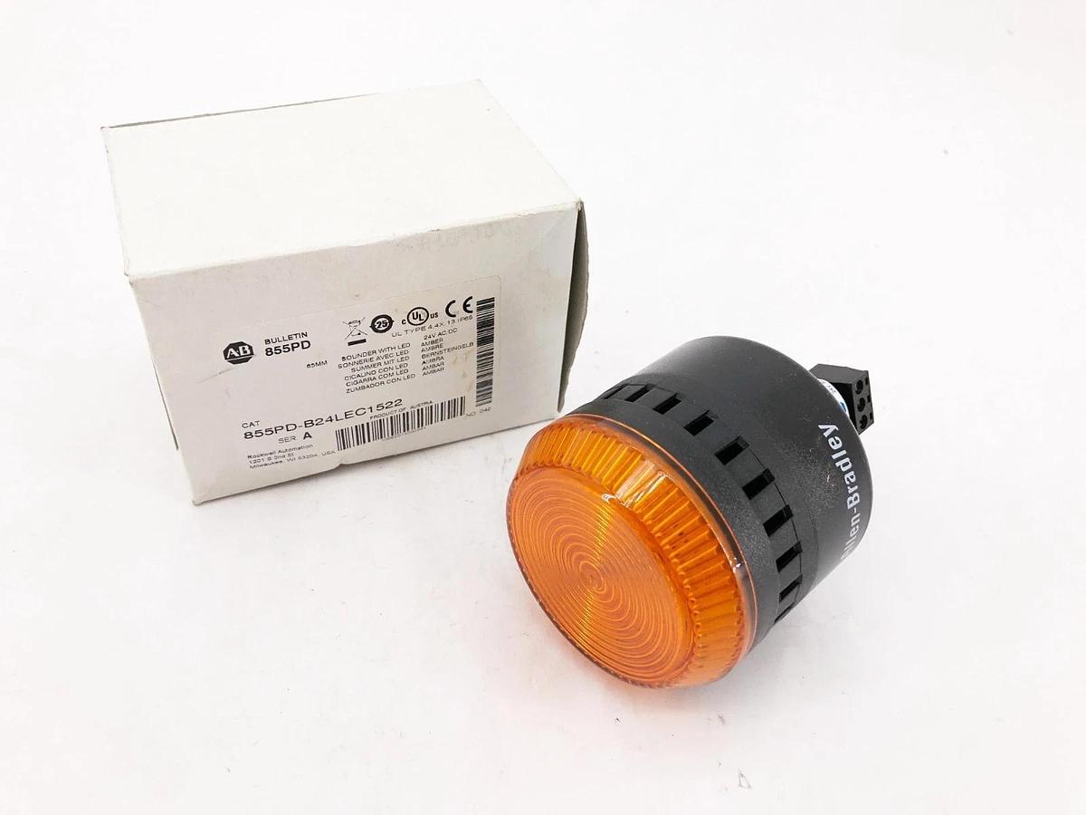 New Allen Bradley 855PD-B24LEC1522 Ser. A Panel Mount Alarm Amber 24VAC/DC