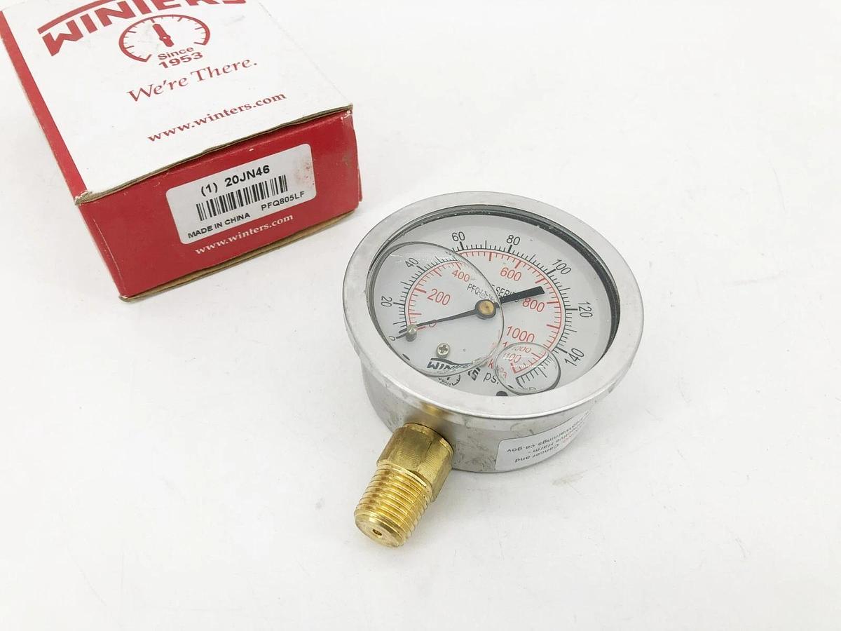 New Winters 20JN46 Pressure Gauge 0-160PSI 2-1/2" Dial 1/4" NPT Male PFQ805LF