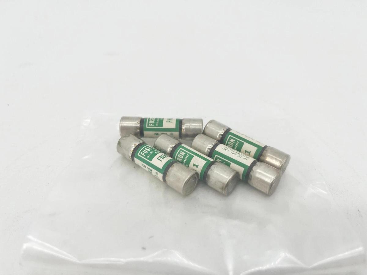 Lot of 5 New Bussmann Fusetron FNM-1 Fuses 1A 250V