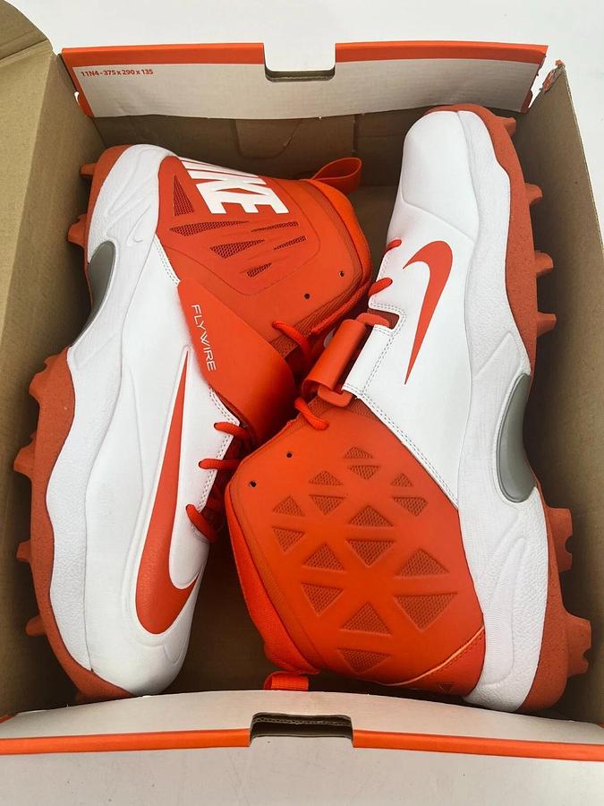 Nike Zoom Code ELT Stove Shark White/Orange Size 16 Football Cleats