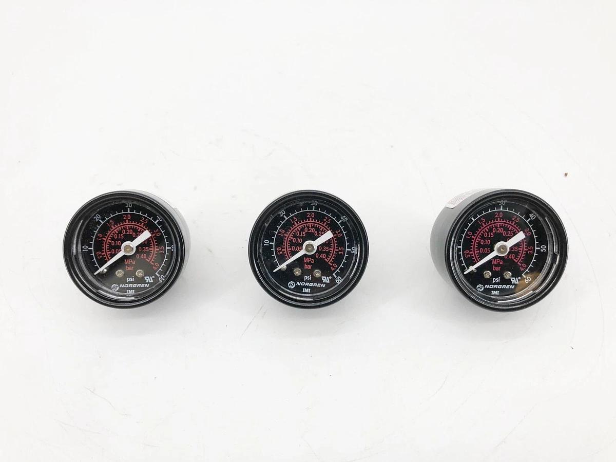 Lot of 3 New Norgren 18-013-211 Pressure Gauges 0-60psi 1/8" NPT