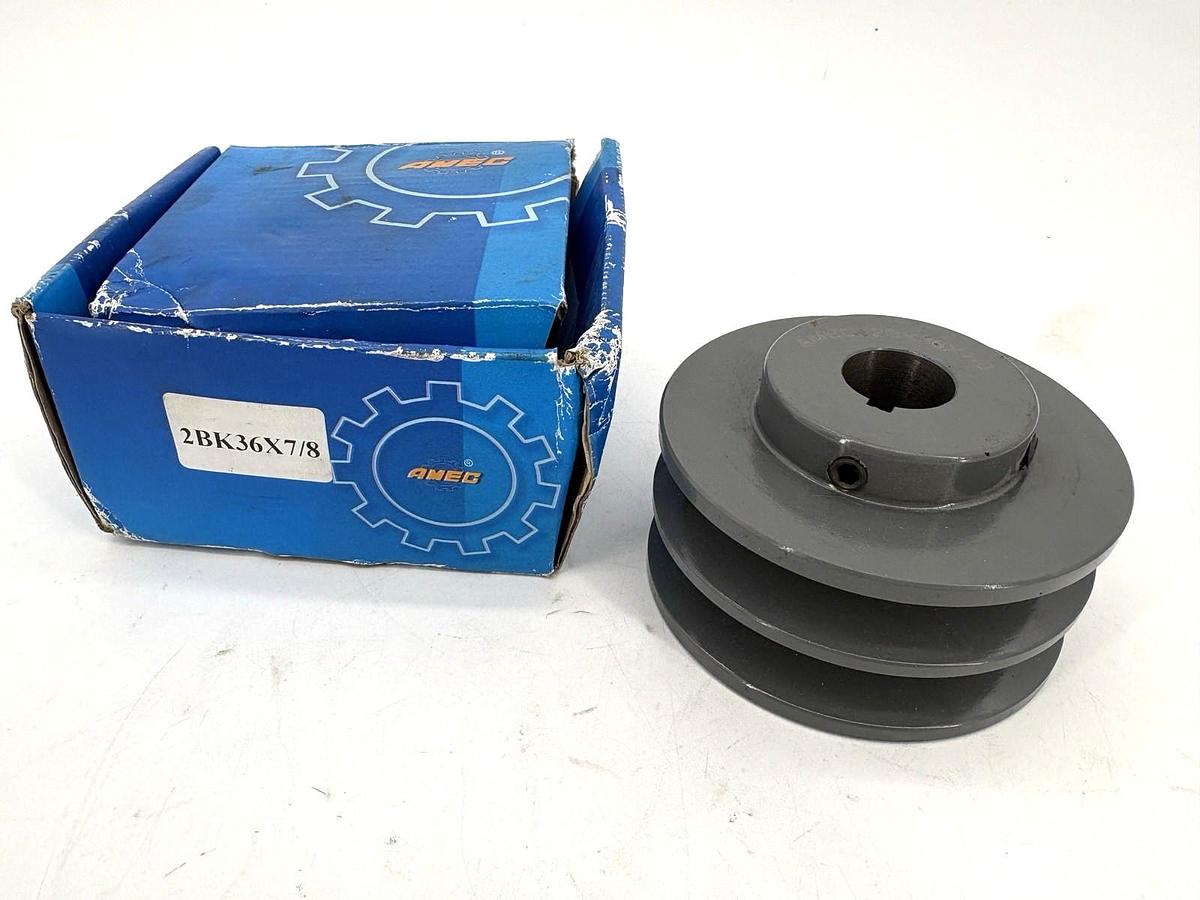 New AMEC 2BK36 x 7/8 V-Belt Pulley 2-Groove .875" Finished Bore