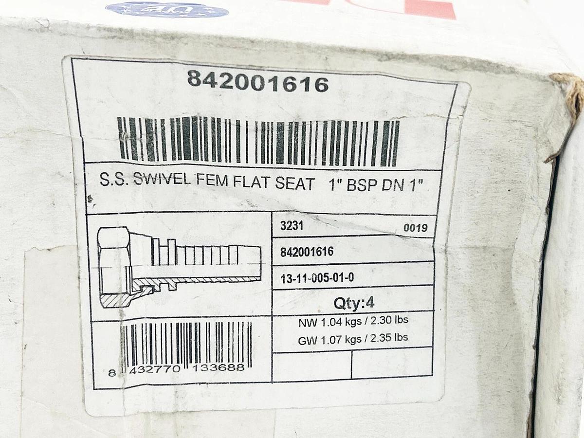 New Box of 4 Dicsa 8420016165 S.S Swivel FEM Flat Seat 1" BSP DN 1"