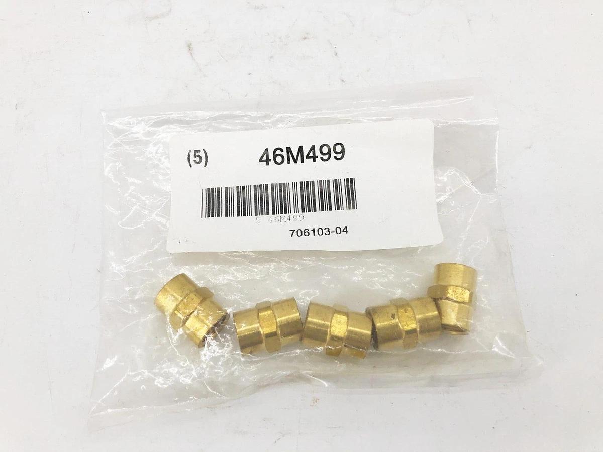 Lot of 10 New 46M499 Brass Couplings 1/4 x 1/4 FNPT 1-1/8 OAL 706103-04