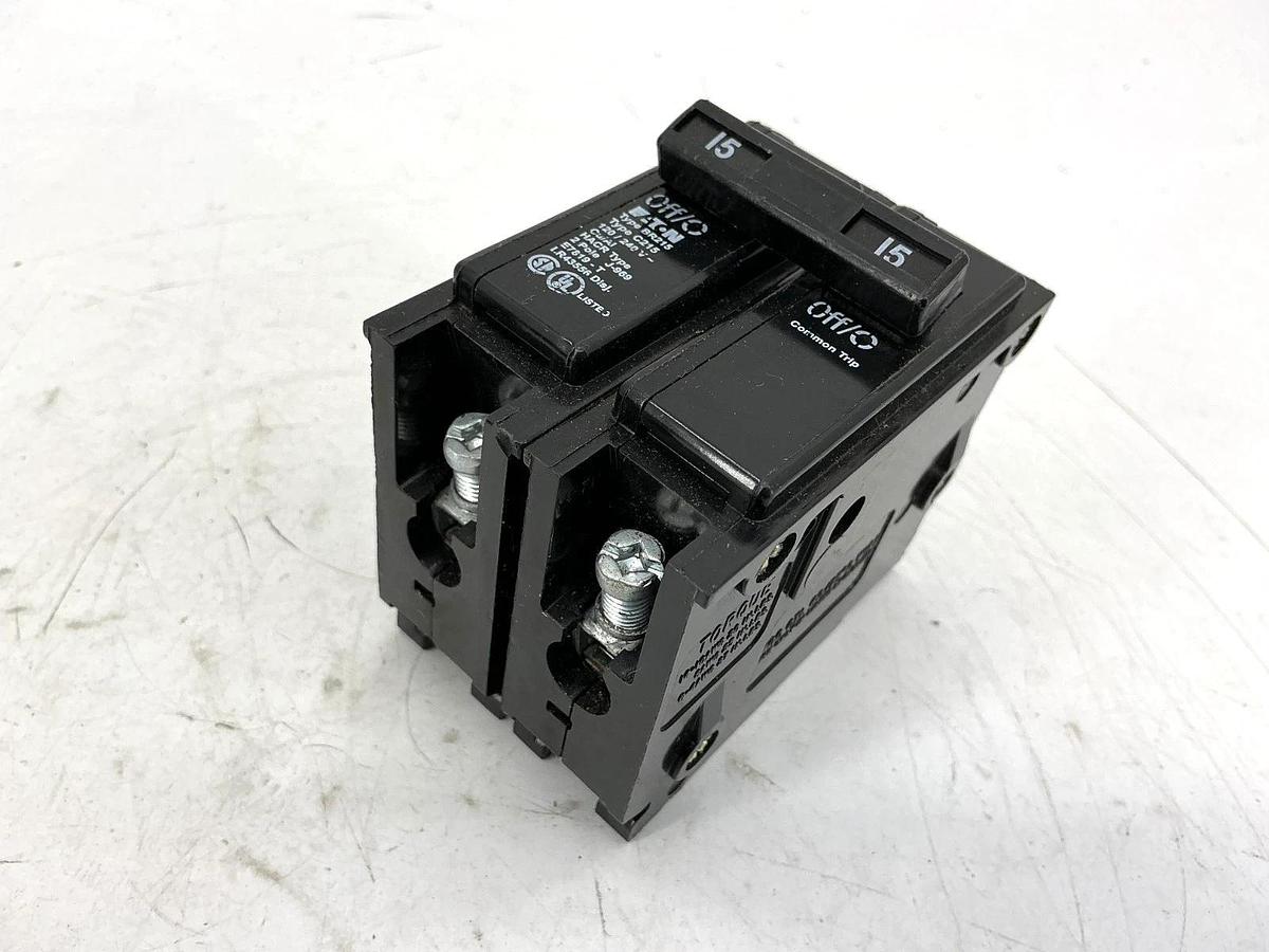 Used Lot of 2 Eaton Cutler-Hammer BR215 Circuit Breaker Type C215 2-Pole 15A 120/240V