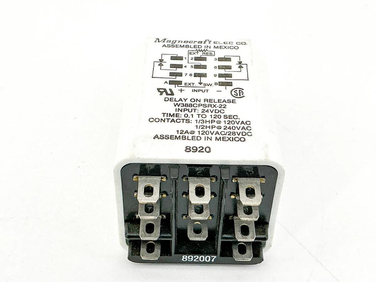 New Magnecraft W388CPSRX-22 Time Delay Relay 24VDC 1/2HP - No Box
